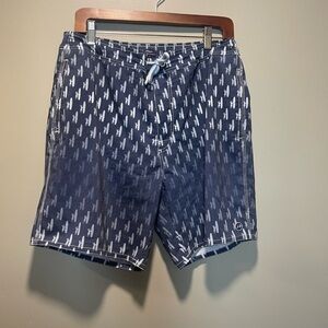 johnnie-O Dark Blue Patterned Swim Shorts Mens Large